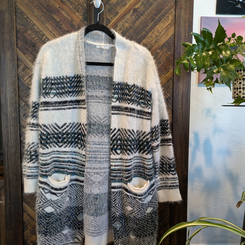 Maurices Black and Cream Patterned Cardigan